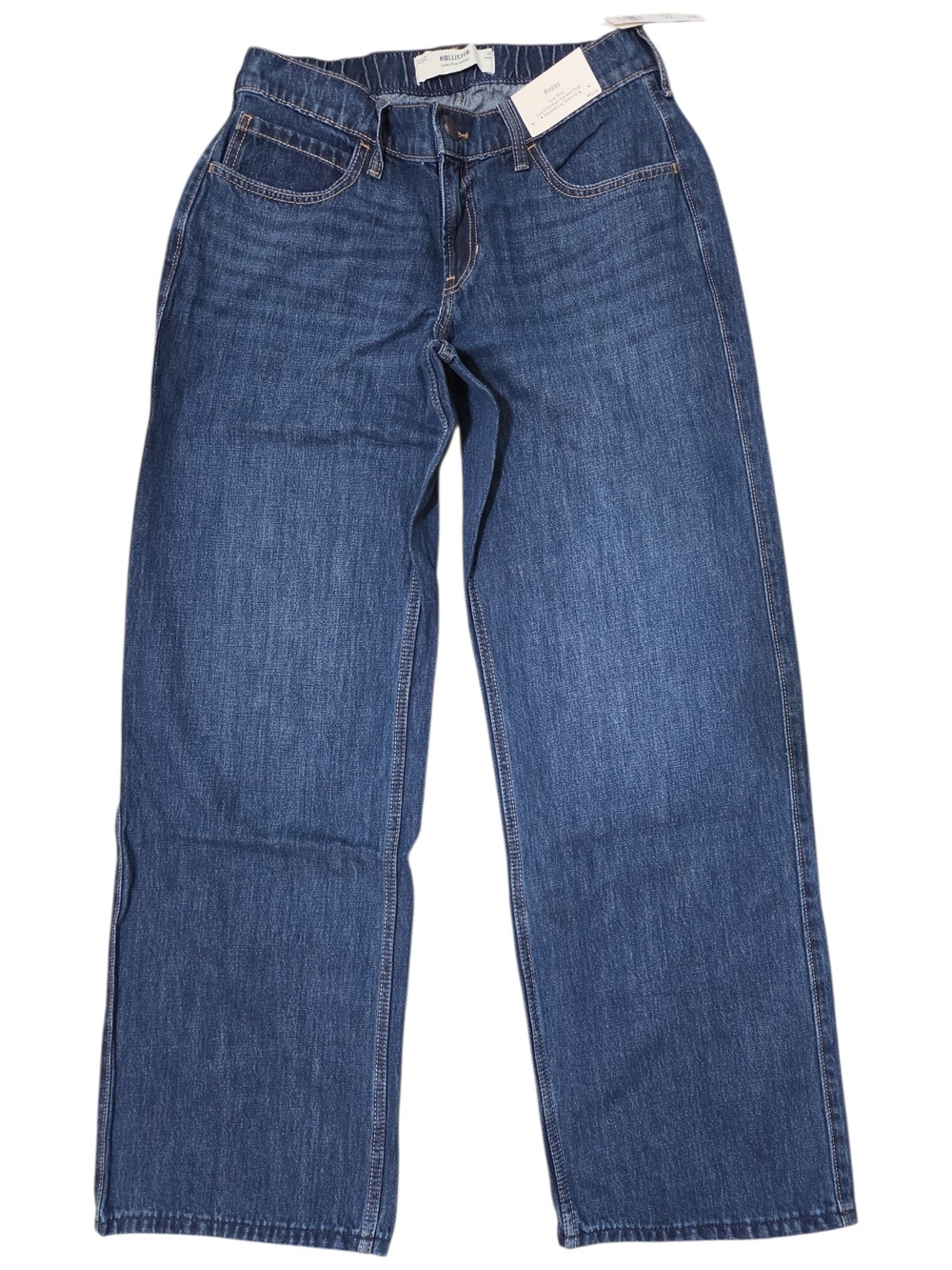 Hollister Wide Leg Flare Jeans - Medium Blue Denim Size M Long - Picture 11 of 12